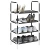 Gossi suport pantofi 4 niveluri negru 44x28x77 cm tesatura netesa