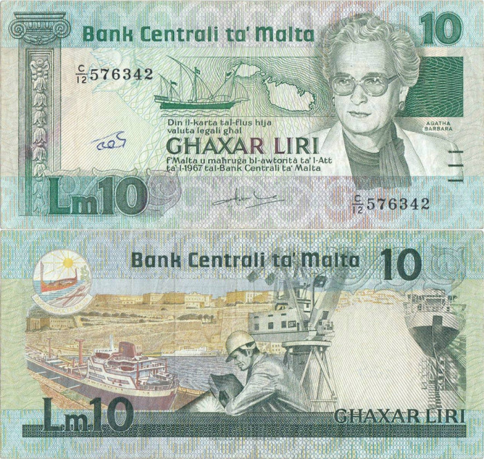 1986, 10 Liri (P-39) - Malta