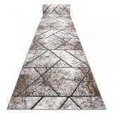 Traversa modern COZY 8872 Wall, geometric, triunghiurile - structural două niveluri de l&acirc;nă braun, 60 cm, Dreptunghi, Lana