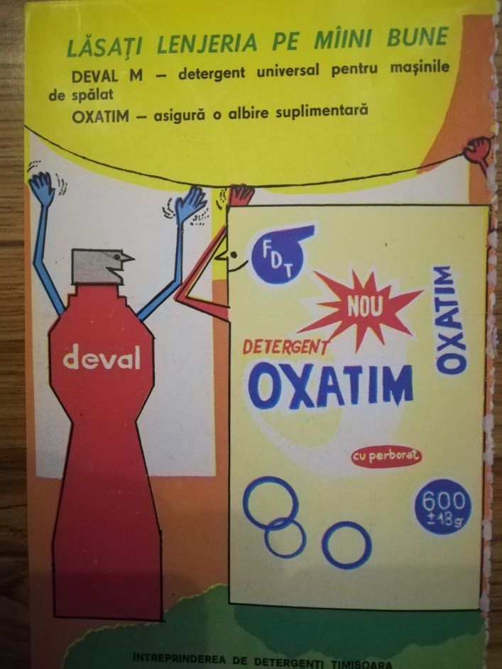1977, Reclama DEVAL, OXATIM comunism 19x12 cm Fabrica detergenti TIMISOARA  | Okazii.ro