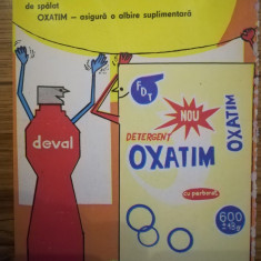 1977, Reclama DEVAL, OXATIM comunism 19x12 cm Fabrica detergenti TIMISOARA