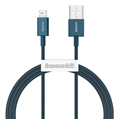 Cablu Baseus USB-A la Lightning, 2.4A, Superior Series, 1m, Albastru foto