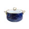 Cratita emailata Goldmann, 26 x 16 cm, 8.5 litri, manere cromate, capac sticla, Albastru