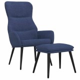 Cumpara ieftin Scaun de relaxare cu taburet, albastru, textil