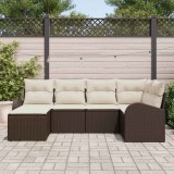 VidaXL Set de canapele pentru grădină 6 pcs Maro și alb Rattan poli