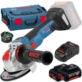 Bosch GWX 18V-10 SC X-LOCK + 1600A00B8J - Polizor unghiular 125 mm valiza speciala accesorii + Set 2 acumulatori si incarcator Li-Ion 18 V 5 Ah