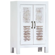 Servantă sculptată, alb, 60 x 30 x 89 cm, lemn masiv de mango