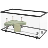 PawHut Acvariu pentru Țestoase 50L Terariu pentru Țestoase Mici cu Platformă Rampă și Termometru 60x30x32 cm Transparent | Aosom Romania