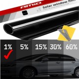 Folie Geamuri Auto Mega Dark Black 1% 0.5x3m + Cutter &amp; Racleta - Protectie Solara, Montaj Facil