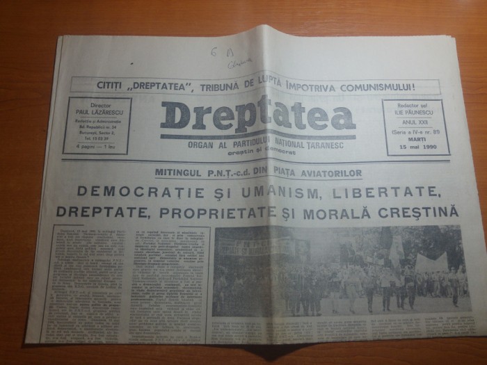 dreptatea 15 mai 1990-mitingul PNTCD din piata aviatorilor