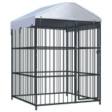 VidaXL Padoc pentru c&acirc;ini de exterior, cu acoperiș, 150 x 150 x 210 cm