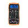 Multimetru digital, model XL830L, afisaj LCD, tensiunea AC DC, curent DC, rezistenta, continuitate, verificare diode tranzistori, portocaliu
