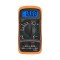 Multimetru digital, model XL830L, afisaj LCD, tensiunea AC DC, curent DC, rezistenta, continuitate, verificare diode tranzistori, portocaliu