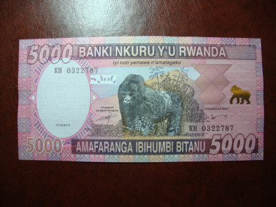 RWANDA 5000 FRANCI 2014 UNC foto