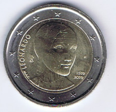 ITALIA moneda 2 euro comemorativa 2019 - Leonardo da Vinci , UNC foto
