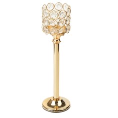 Suport elegant Pufo Gentle pentru lumanare, tip sfesnic, metalic, 29 x 8 cm, auriu