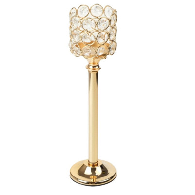 Suport elegant Pufo Gentle pentru lumanare, tip sfesnic, metalic, 29 x 8 cm, auriu foto