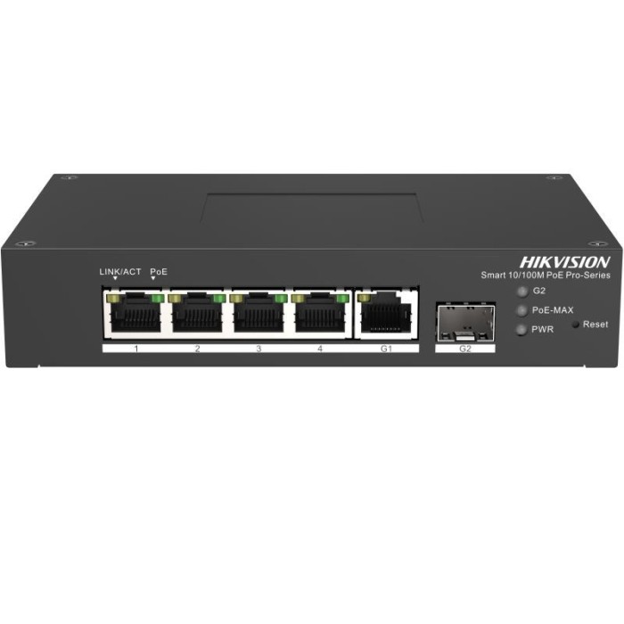Switch PoE Hikvision DS-3T1306P-SI/HS: 4 &times; 10/100 Mbps PoE port,1