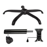 Cumpara ieftin Set placuta balans metalica 20 cm x 15 cm, baza 64 cm, rola universala si cilindru piston, gaz, pentru scaune birou, negru, 35 cm