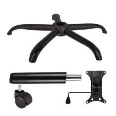 Set placuta balans metalica 20 cm x 15 cm, baza 64 cm, rola universala si cilindru piston, gaz, pentru scaune birou, negru, 35 cm