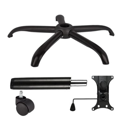 Set placuta balans metalica 20 cm x 15 cm, baza 64 cm, rola universala si cilindru piston, gaz, pentru scaune birou, negru, 35 cm foto