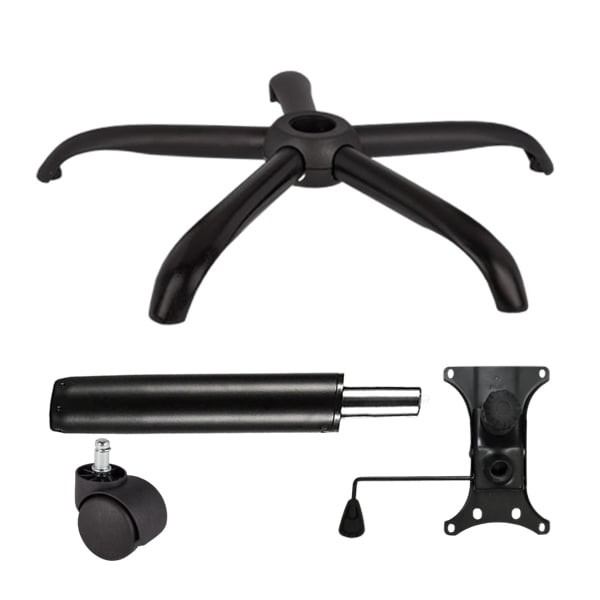 Set placuta balans metalica 20 cm x 15 cm, baza 64 cm, rola universala si cilindru piston, gaz, pentru scaune birou, negru, 35 cm