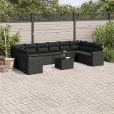 Cumpara ieftin Gossi set canapele de gradina cu perne, 11 piese, negru, poliratan