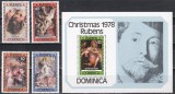 Dominica 1978 - Crăciun - Picturi de Rubens, Serie + Colita, MNH, Nestampilat