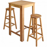 Set masă și scaune de bar, 3 piese, lemn masiv de acacia, Set masa si scaune, 4 scaune, vidaXL