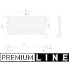 Radiator intercooler Volvo S60/V60 2010-2019, S60/V60 2018-, S90/V90 2016-, Xc60 2017-, 653x334x26mm, MAHLE 90X2081X