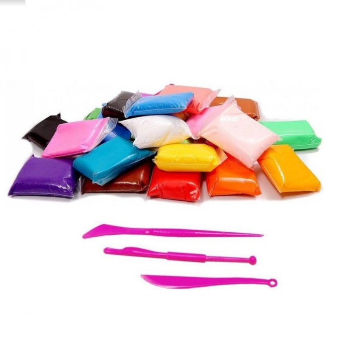 Set plastilina 12 culori, argila polimerica, 3 spatule, multicolor