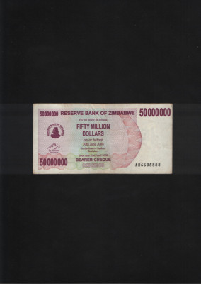 Zimbabwe 50000000 50 000 000 dollars 2008 seria6635888 foto