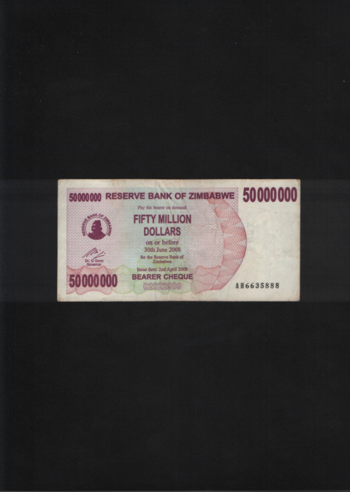 Zimbabwe 50000000 50 000 000 dollars 2008 seria6635888