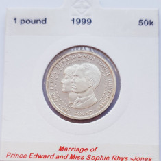78 Guernsey 1 Pound 1999 Elizabeth II (Royal Wedding) km 95 proof argint