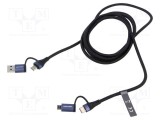 Cablu USB 2.0 VENTION A la B micro și C x2, 2m