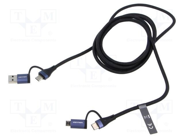 Cablu USB 2.0 VENTION A la B micro și C x2, 2m