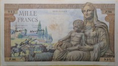 1000 franci 1942 Franta, 1000 francs 1942, Demeter, mari dimensiuni 190 &amp;times; 115 mm, P.86 933 foto