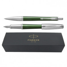 Set pix+stilou Parker Urban Royal Premium verde cu accesorii cromate foto