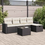 vidaXL Set mobilier de grădină cu perne, 6 piese, negru, poliratan 3325372