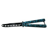 Briceag Fluture Antrenament Ideallstore Happy Blue Skulls, 22cm, Cutit Butterfly Balisong, Otel