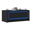 Masuta cafea Gossi negru lemn prelucrat, LED RGB, 100x50x43.5cm, depozitare reviste, blat stabil 50kg