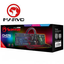 Kit Gaming 4 in 1 MARVO CM370, tastatura, casti, mouse, mousepad, negru foto