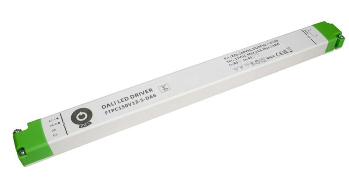Sursă de alimentare POS FTPC150V24-S-DA6, driver LED POS 24V/6.25A CV DALI tip 6, reglare luminozitate prin buton, carcasă liniară din plastic