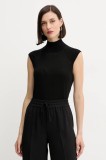 BOSS vestă de l&acirc;nă culoarea negru, light, cu turtleneck, 50544998
