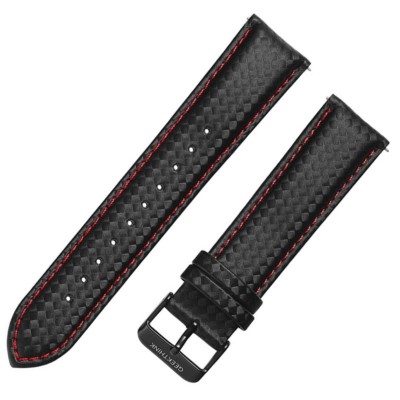 Curea piele compatibila LG G Watch Urbane W150, Telescoape QR, 22mm, Negru/Rosu foto