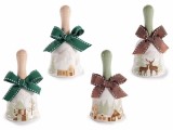 Cumpara ieftin Set 4 clopotei Craciun ceramica multicolora &Oslash; 5 cm x 10 H