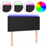 Cumpara ieftin Tablie de pat cu LED, negru, 90x5x78/88 cm, piele ecologica