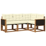 vidaXL Set de canapele de exterior cu pernă 4 pcs Natural și Crem 3381910