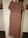 Rochie de ocazie tip Sirenă , Roz Pudră cu paiete " Frunze" , stil Every Pretty