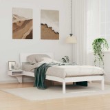 VidaXL Cadru de pat cu mese laterale Alb Lemn masiv de pin